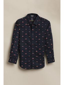 Allen Solly - Boys Navy Blue Print Casual Shirt