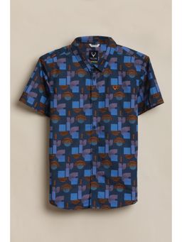 Allen Solly - Boys Navy Blue Print Casual Shirt