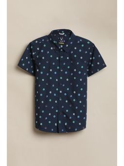 Allen Solly - Boys Navy Blue Print Casual Shirt