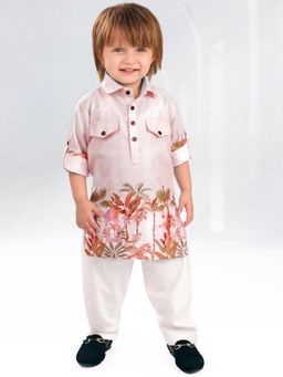 BAD BOYS - Boys Pink Little Ethnic Printed Kurta & Pyjama
