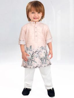 BAD BOYS - Boys Little Ethnic Peach Printed Kurta & Pyjama