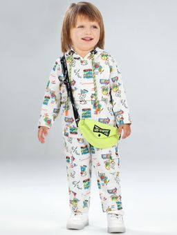 BAD BOYS - Boys White Printed Hoodie & Joggers with Bag