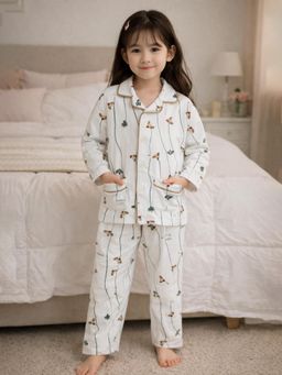 Little Surprise Box - White Doggy and Xmas Tree Soft Fleece Shirt & Pyjama