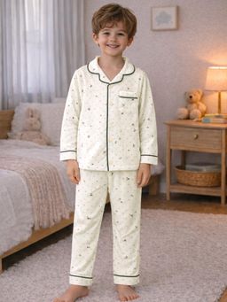 Little Surprise Box - White Polka and Small Flowers Soft Fleece Shirt & Pyjama