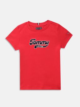 Tommy Hilfiger - Boys Red Logo Regular Fit Cotton T-shirt
