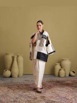 Vaaya - Mulbery Silk Ivory Top with Salwar and Jacket