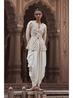 LABEL NAARITI - Mirza White Jacket with Dhoti