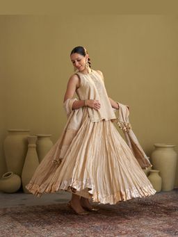 Vaaya - The Gold Silk Tissue Top with Handwork