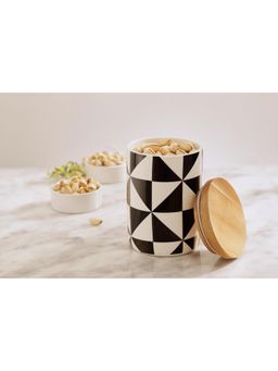 NATURALLY YOURS - Ceramic Wares Porcelain Jar with Wooden Lid D-100 Mm - White