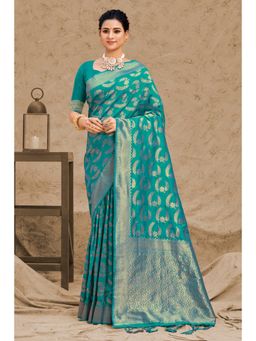 EXCLUSIVA - Sky Blue Banarasi Saree with Unstitched Blouse