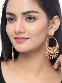 Shoshaa - Magenta Antique Temple Chandbali