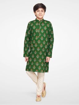 Jeetethnics - Boys Green Kurta Pyjama (Set of 2)