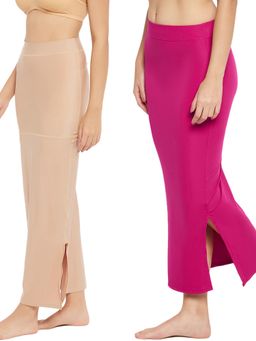 Secrets By ZeroKaata - Women Assorted Solid Mermaid Fit Saree Petticoat -Multicolor (Pack of 2)