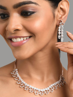 Fida - Wedding Luxurious Rose Gold-Plated American Diamond Jewellery Set
