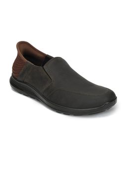 ERGON - Mens Dark Brown Leather Slip-On Loafers