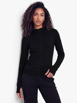max - Women's Black Polyester Blend Plain Regular Jacket