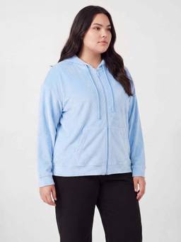 max - Blue Women Polyester Blend Plain Regular Jacket