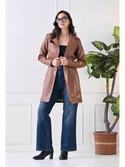 TBOJ - Women Tan Pu Plain Regular Coat