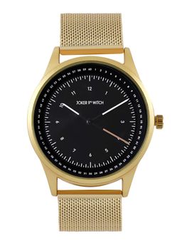Joker and Witch - Joker & Witch Montego Black Dial Gold Mesh Strap Analog Mens Watch