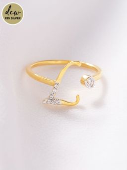Pipa Bella by Nykaa Fashion - Dew by PB Gold-Plated 925 Sterling Silver Stone Studded Initial L Ring