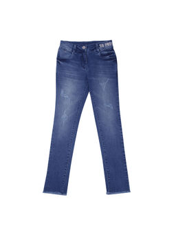 TINY GIRL - Casual Straight Denim Jeans-Blue