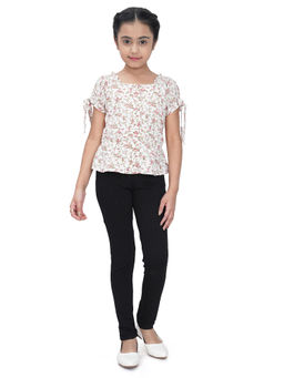 TINY GIRL - Floral Printed Top-White