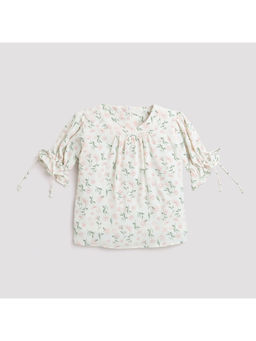 TINY GIRL - Floral Printed Top-Pink