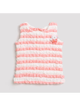 TINY GIRL - Colorblock Peach & White Top