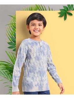 Arias by LARA DUTTA - Cotton Full sleeve tie dye Sweater - Blue and White