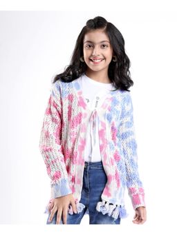 Arias by LARA DUTTA - Cotton Front Open Tie Dye Full Sleeves Shrug -Multi-Color