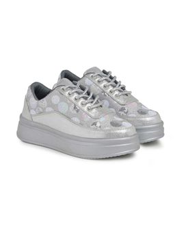 HVNLY by Shoetopia - Women Silver Lace-Up Sneakers