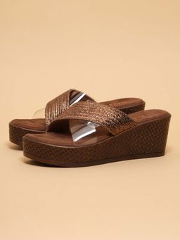 ERIDANI - Women Mysa Bronze Textured Wedges Heels