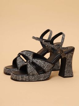 ERIDANI - Women Sea Salt Black Textured Block Heels