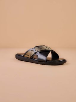 TASVA - Men Black Classic Sandals