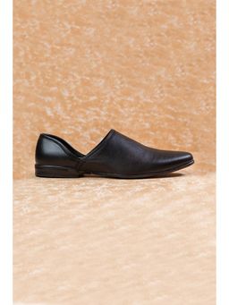 TASVA - Men Black Classic Leather Mojaris