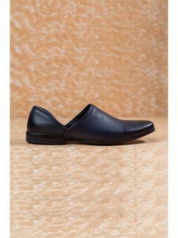 TASVA - Men Navy Blue Classic Leather Mojaris