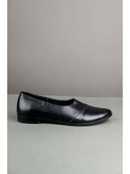 TASVA - Men Black Classic Leather Mojaris
