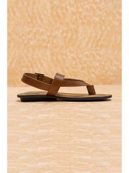 TASVA - Men Brown Leather Sandals