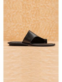 TASVA - Men Black Leather Sandals
