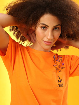 PINACOLADA - Orange Women Printed Casual Top