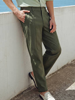 Bewakoof - Men Green Straight Fit Cotton Linen Pants
