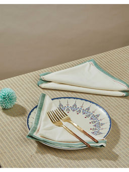 Fabindia - Green Kalpi Cotton Hand Block Printed Napkin - Set of 6