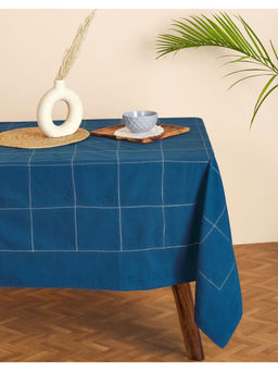 Fabindia - Blue Aakarik Cotton Table Cover -4 Seater