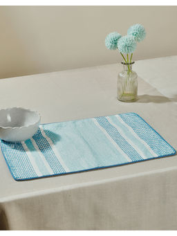 Fabindia - Blue Tarini Polyester Embroidered Mat - Set of 6