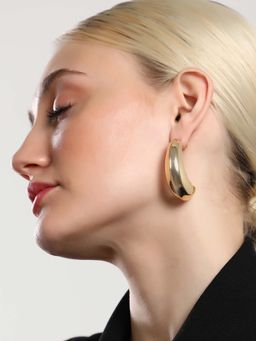 Sohi - Womens The Semi-Fold Hoop Earrings - Champayne Gold