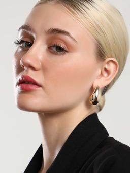 Sohi - Womens The Semi-Chunky Hoop Earrings - Champayne Gold