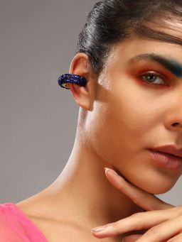 Sohi - Womens The Mirror Cuff Earrings - Navy Blue