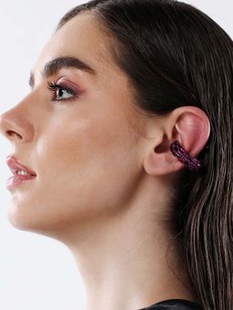 Sohi - Womens The Mirror Cuff Earrings - Plum Purple