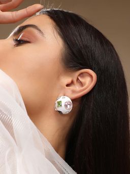 Sohi - Womens The Cora Stud Earrings - Chalk White