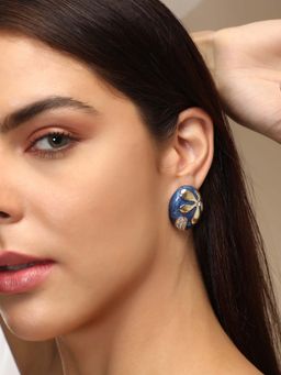 Sohi - Womens The Florian Stud Earrings - Indigo Blue